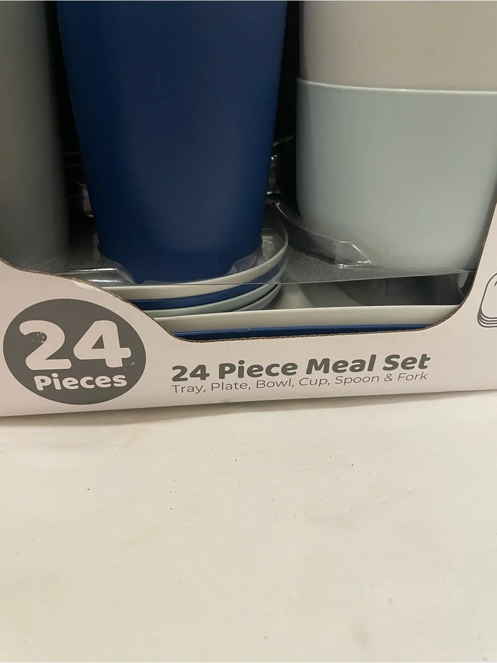 24-Piece Blue & Light Gray Kids Meal Set - BPA-Free Dinnerware
